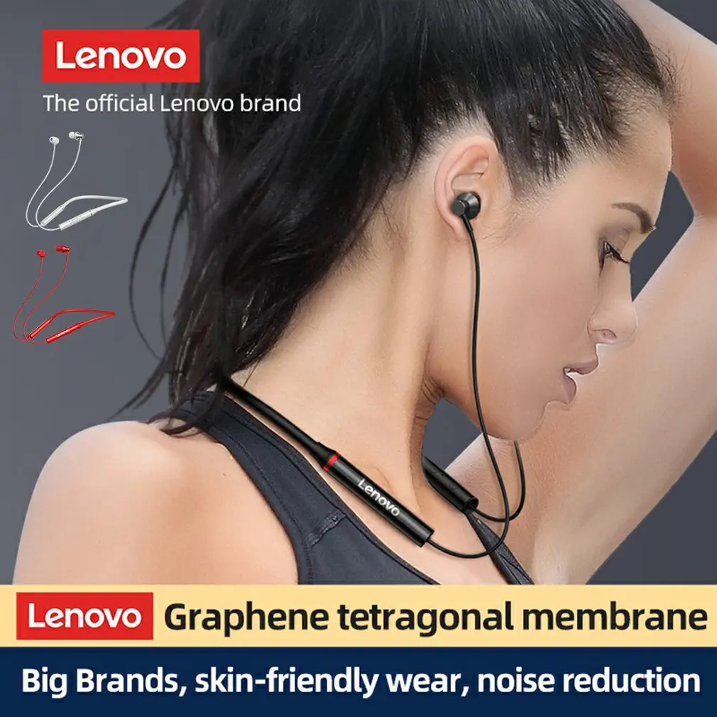 100% Оригинални Слушалки Lenovo HE05X Bluetooth 5,0, Водоустойчив Безжични Hi-FI Аудио Слушалки с Магнитен Шейным Ръб, Спортни Слушалки 1