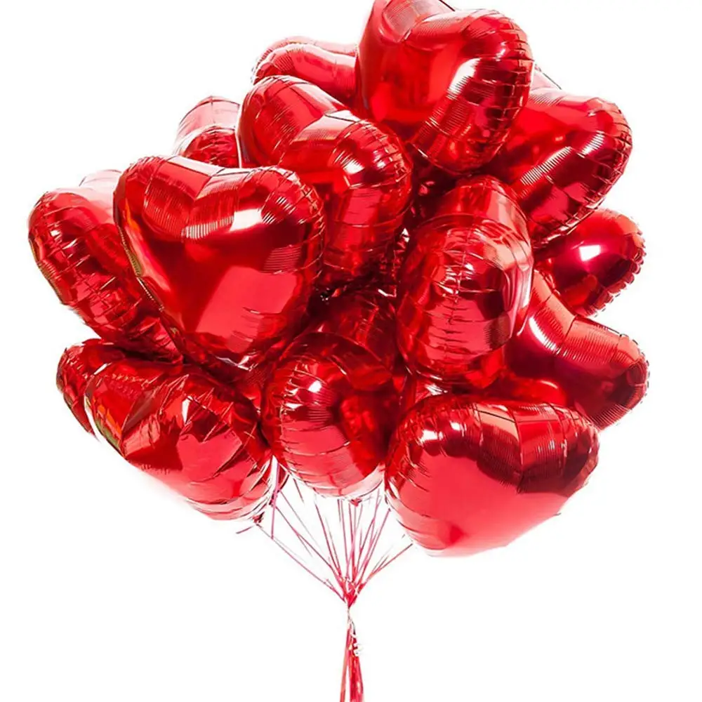 10шт 18-Цолови Червени Балони От Алуминиево Фолио във Формата на Сърце от mylar на Ден, Свети Валентин, Рожден Ден, Сватба Бижута