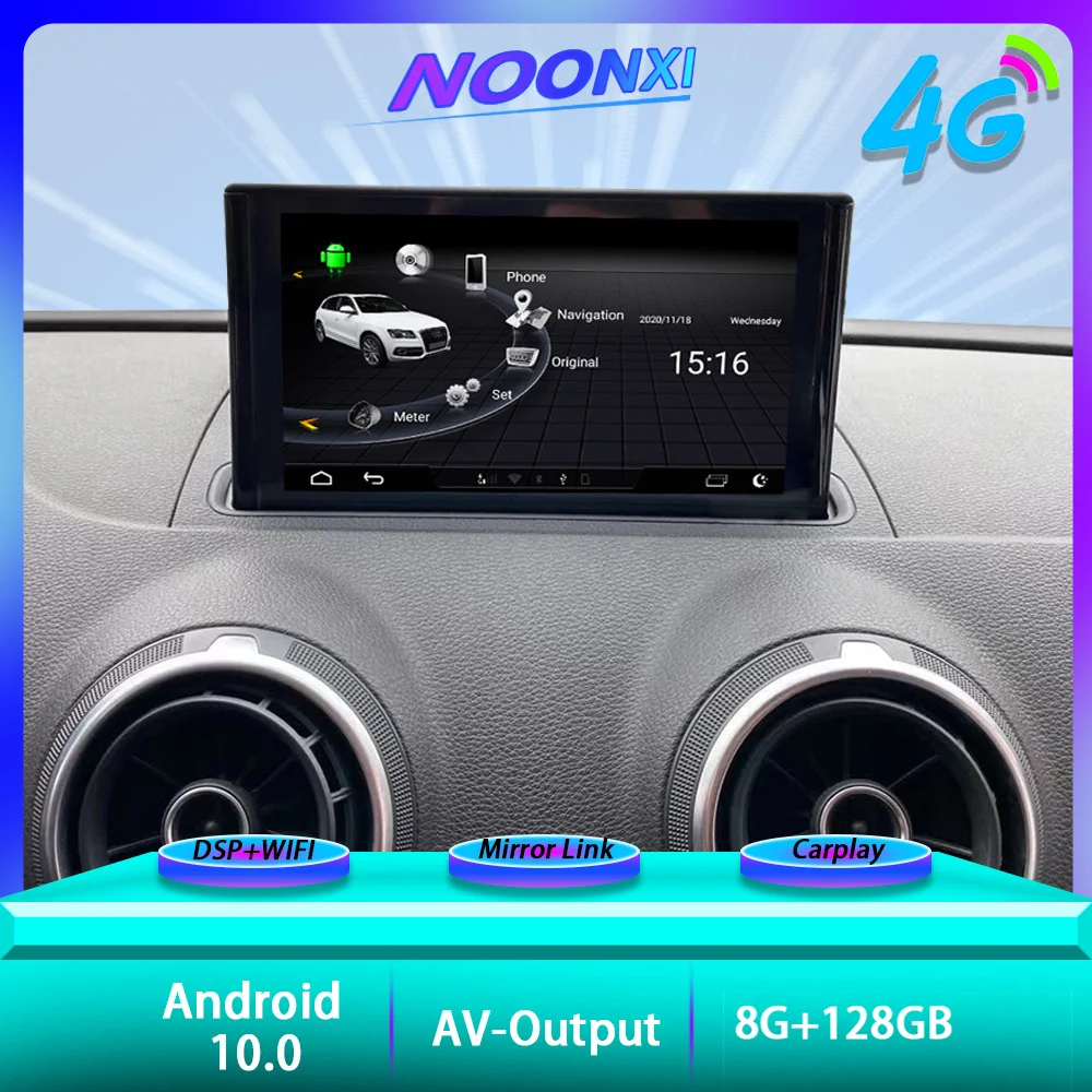 128 Грама За Audi A3 8 S3 Q2 B9 2010-2019 2 Din Android 10 Авто Радио Централната Мултимедиен Плейър GPS Навигация Екран Авто Стерео