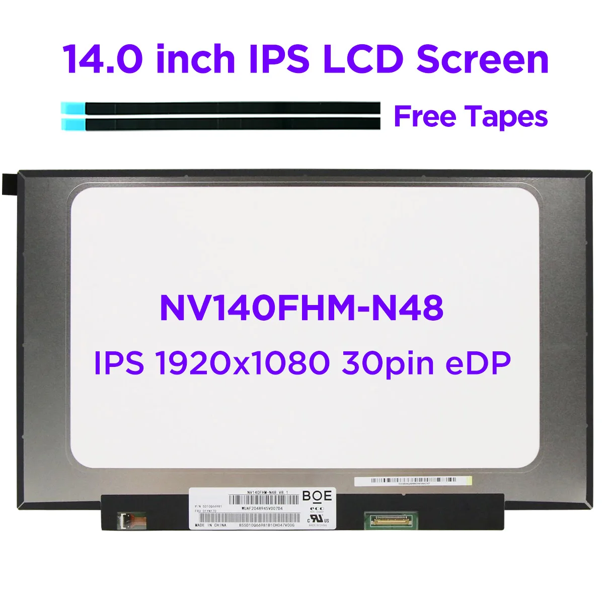 14,0 IPS LCD екран за лаптоп NV140FHM-N48 Подходящ B140HAN04.0 N140HCA-EBA За Lenovo ideapad 330S-14IKB 330S-14AST 1920x1080 30pin eDP 0
