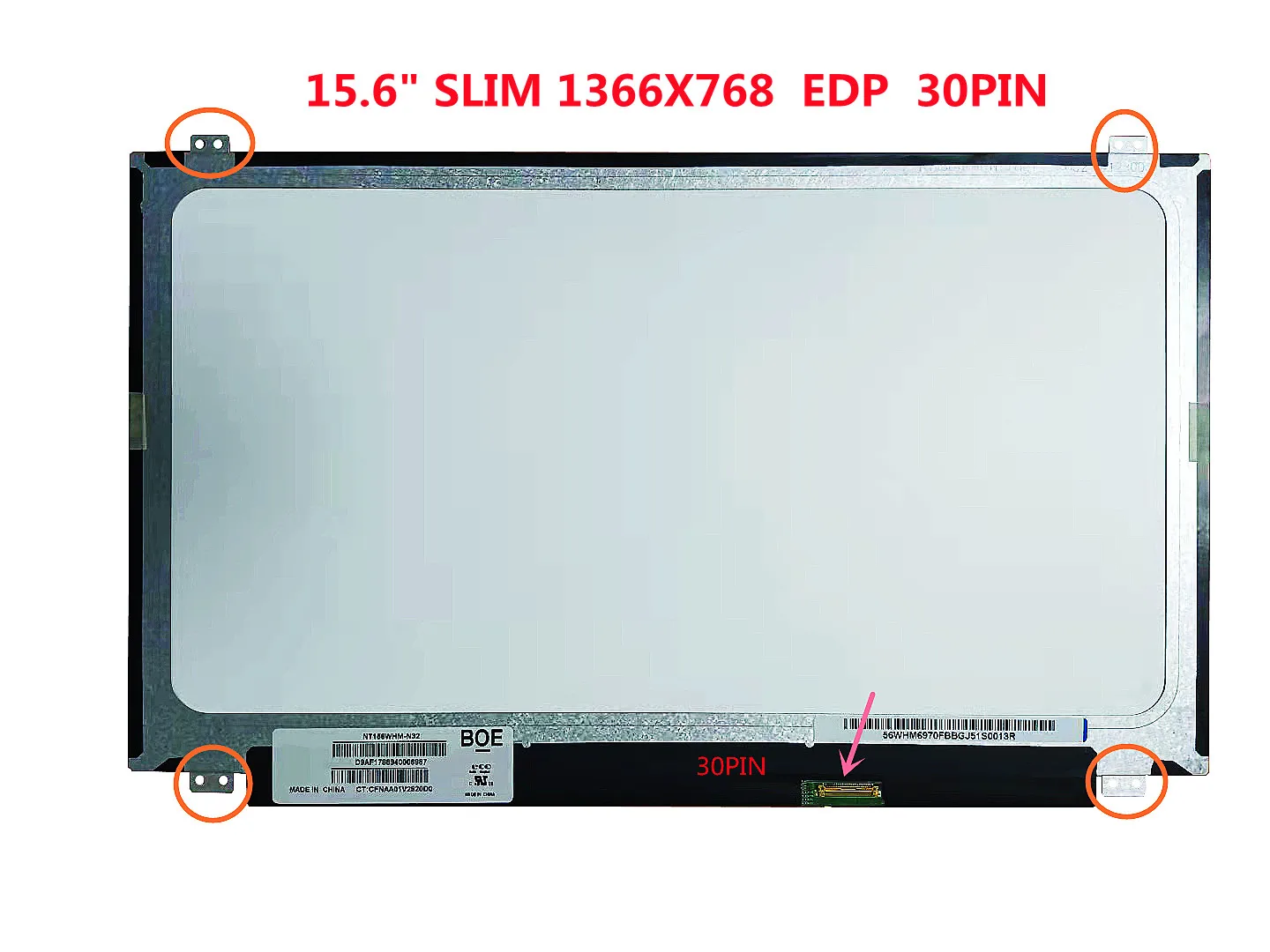 15,6-инчов LCD екран за лаптоп EDP156WHM-N32 B156XTN07.1 N156BGA-EB2 NT156WHM-N42 N156BGA-EA2 B156XTN04 15 6 Тънък 30-пинов екран 0