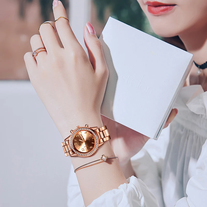 2020 Нови часовници дамски класически женевские луксозни дамски часовник дамски напълно стоманени кристални Relogio Feminino Reloj Mujer метални ръчен часовник 0