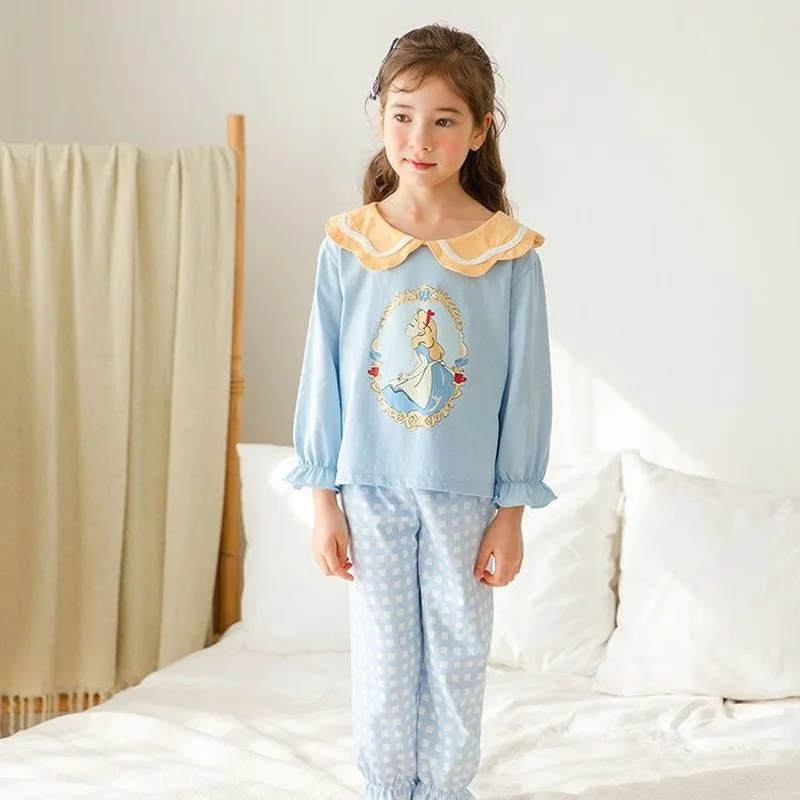 2022 Детска Пижама за Момиче Disney Peincess, Пижамный комплект с Золушкой, Пижама за Момиченца, Дрехи за сън с Kawai модел, 100% Памук, от 4 до 10 години 0