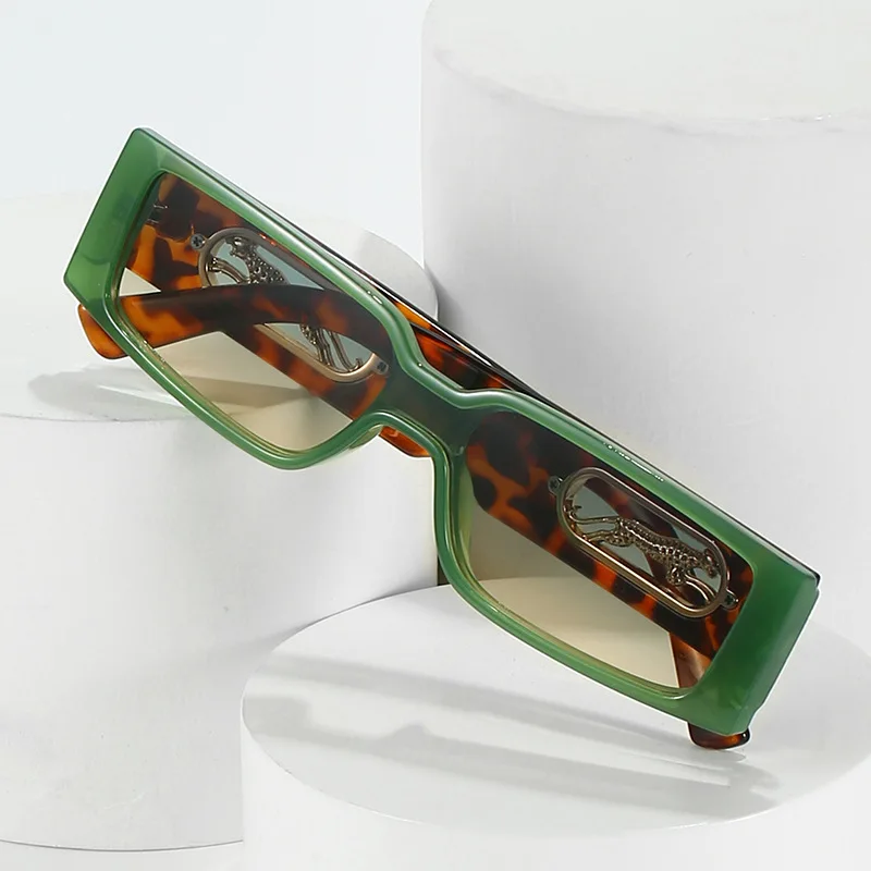 2022 Модерни Дамски Слънчеви Очила с Правоъгълни Леопардовые Украса Луксозни Маркови Слънчеви Очила С Отворена Рамка Дамски Слънчеви Очила с UV400 1