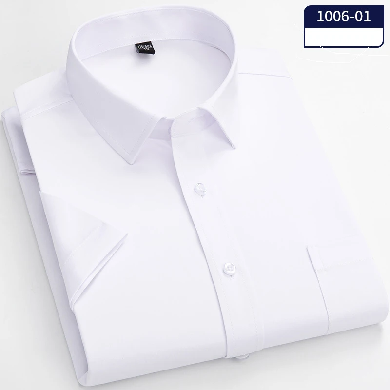 2022 Нова Лятна Мъжки Черно-Бяла Раирана Риза с Къс Ръкав, Младежта Ежедневни Риза Без желязо, Тънка Еластична Дишаща Риза 4