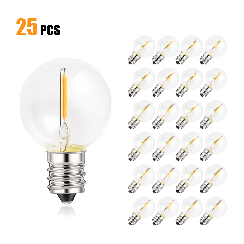 25 БР. G40 1 Watt Led Лампа-Венец Замяна Лампа E12 220 И 110 В Топъл Бял 2700 До Led Лампа Замяна За Домашна Градина Лампа С Нажежаема Жичка 0