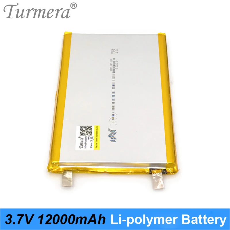 3,7 На 12000 mah Литиево-полимерна батерия Акумулаторна батерия 3,6 На Литиева Батерия за Power Bank и 12 В Непрекъснат Източник на захранване Turmera 3