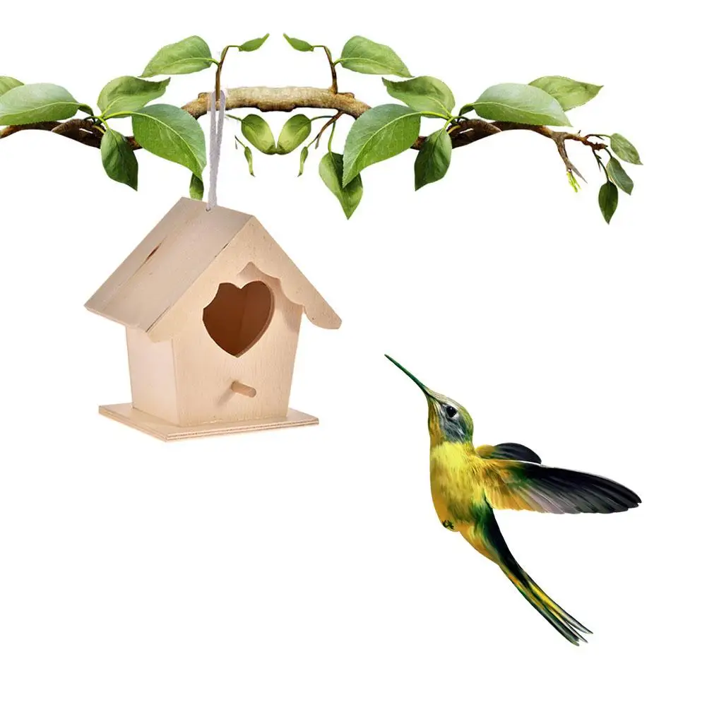5 Видове мини-Дървена Птичи Къщички Гнездо Творческа Стенно Подвесное bird ' s Nest Декорация на Дома, Градинарство Украса Птичи Дом 3