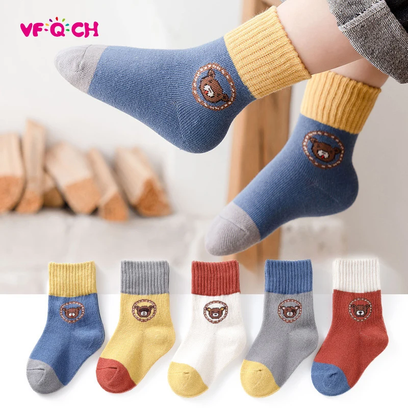 5 Чифта Памучни детски Чорапи със средна дължина, Безшевни Ученически чорапи Sox за Момчета и Момичета, Къси Чорапи за Юноши от 1 до 12 Години, без Подплата