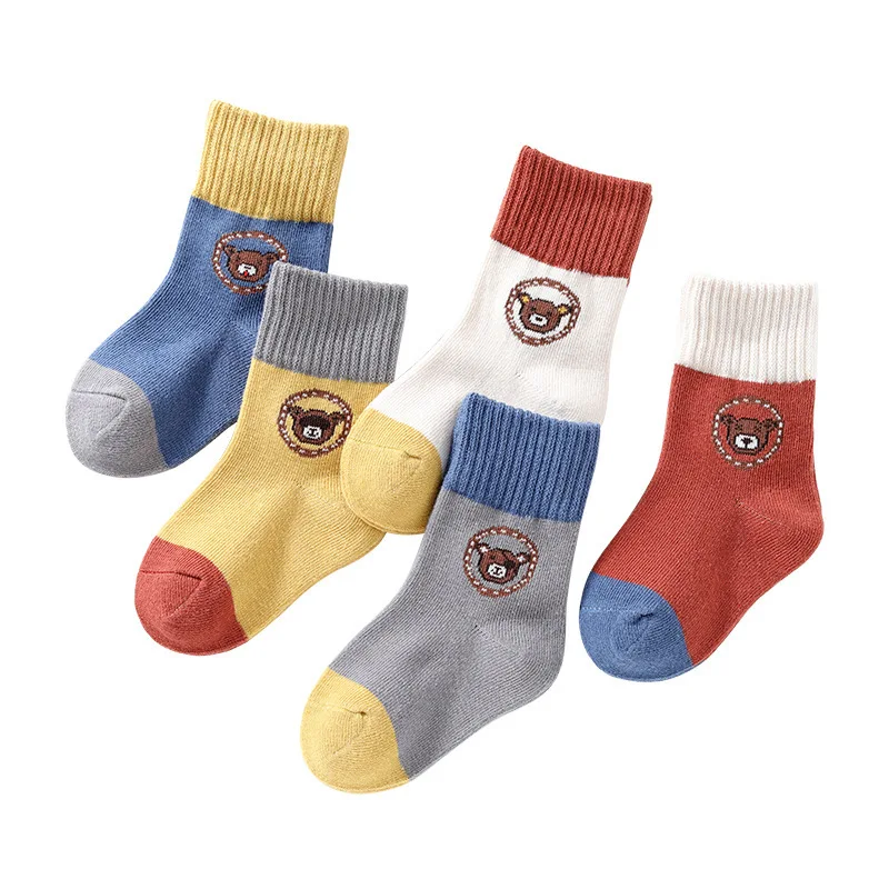 5 Чифта Памучни детски Чорапи със средна дължина, Безшевни Ученически чорапи Sox за Момчета и Момичета, Къси Чорапи за Юноши от 1 до 12 Години, без Подплата 5