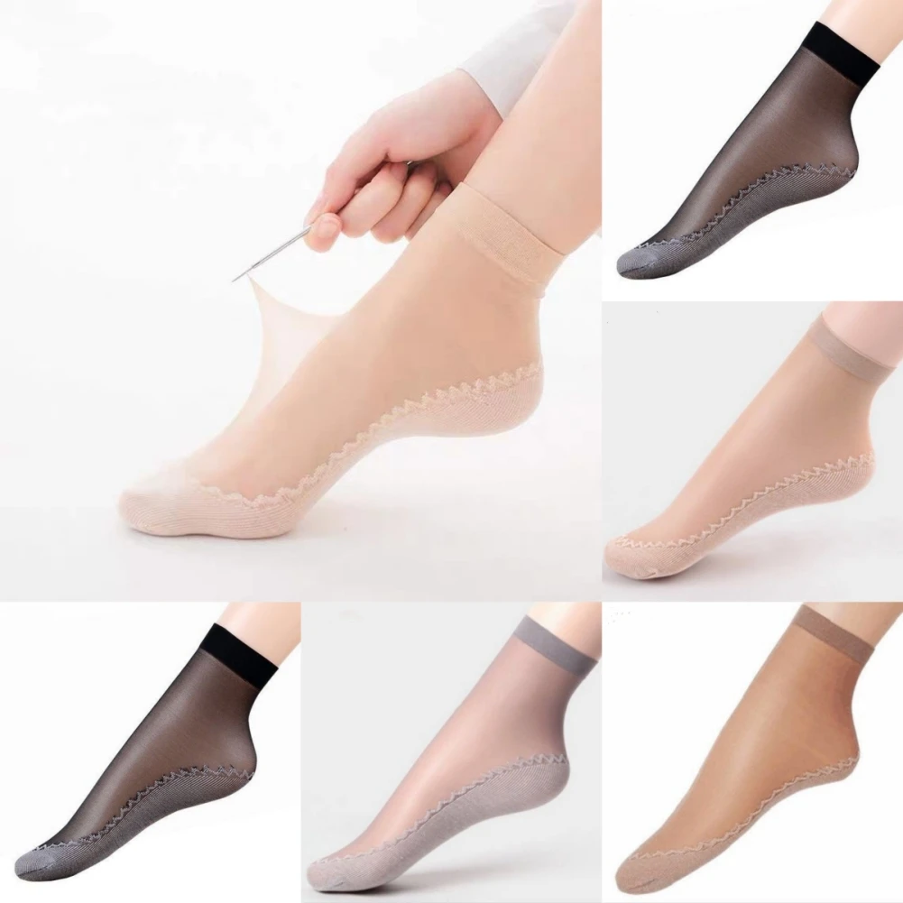 5 Чифта Пролетно-лятната Женски Меки Чорапи, Тънки Копринени Чорапи с Неплъзгащи Подметки, Модни Прозрачни Дамски Чорапи Дишащи 0