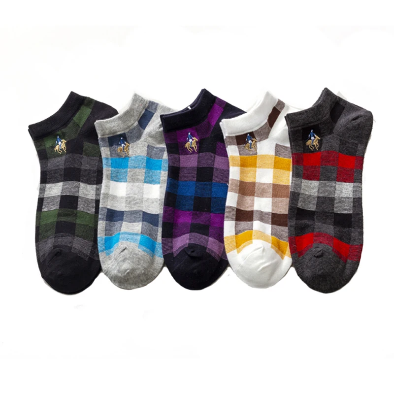 5 Чифта Шарени Модни Летни Чорапи, Ежедневни Мъжки Чорапи за Господа, Мъжки Чорапи в Британския стил, Чесаное Памучни Рокля, Мъжки Чорапи 1