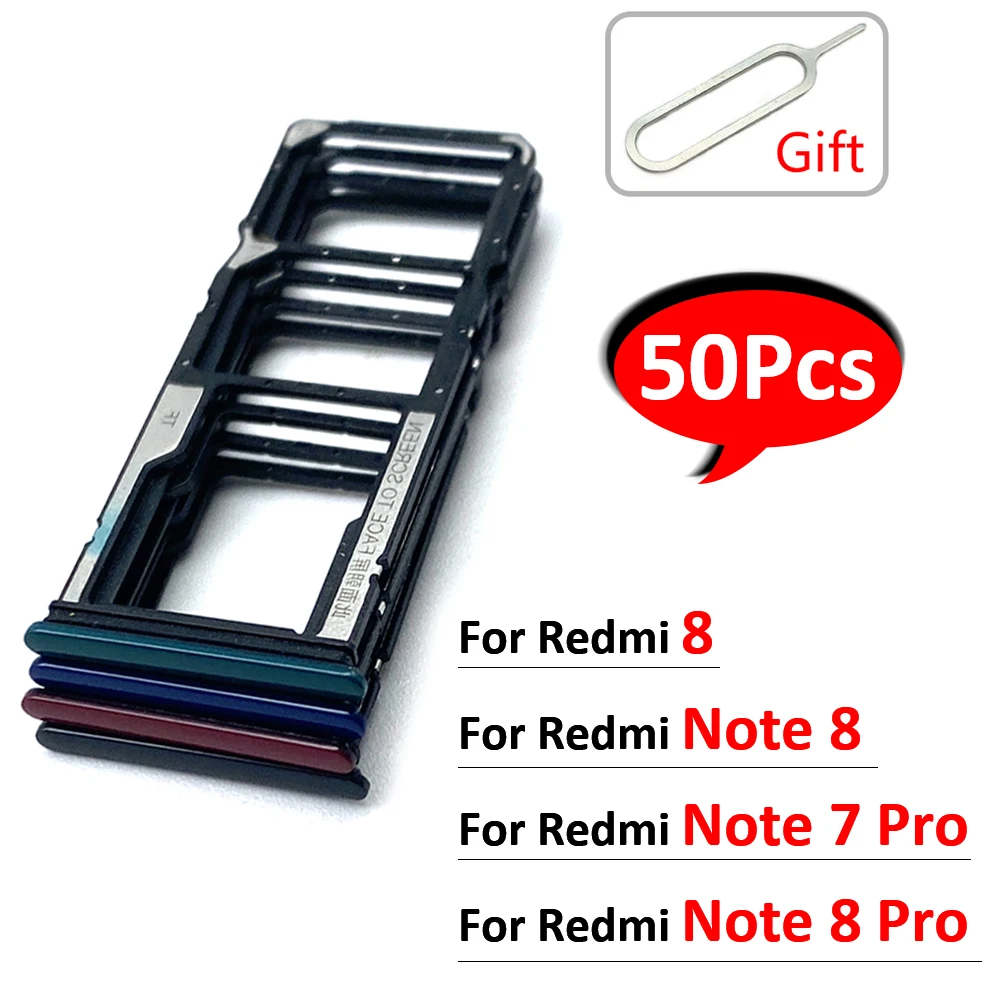 50 бр., Оригинални За Xiaomi Redmi Note 7 8 Pro/Redmi 8 Държач за SIM-карти Тава Слот За чип Притежателя Кутия за Гнездо за Адаптер + Извлекаемый болт 0