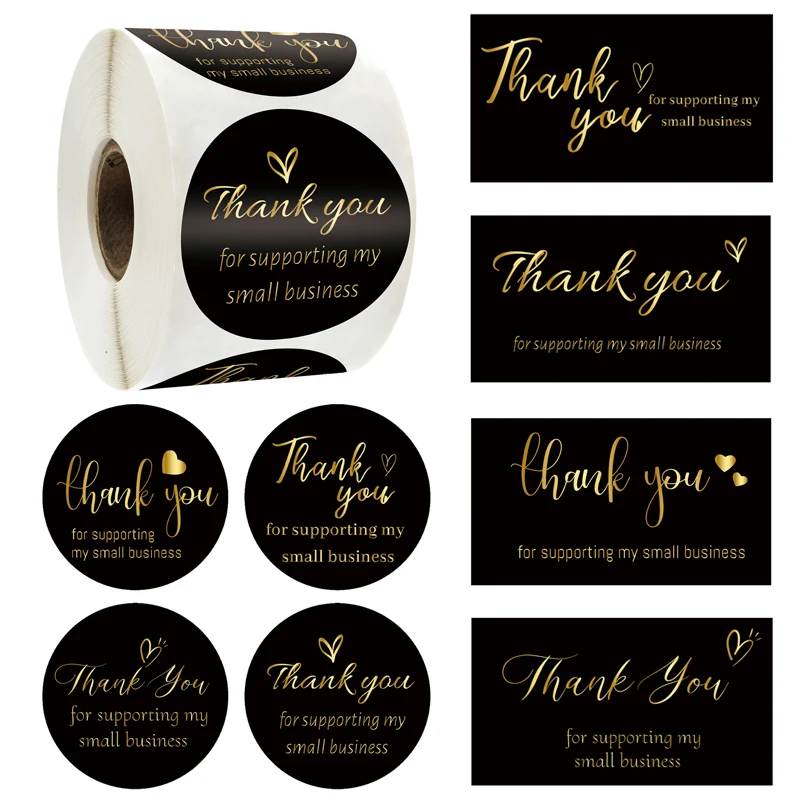 5x9 см Благодарствени Картички за Бизнес Черен Цвят Опаковка Украса Стикер Поздравителни Картички Онлайн Магазин за търговци на Дребно на Стоки