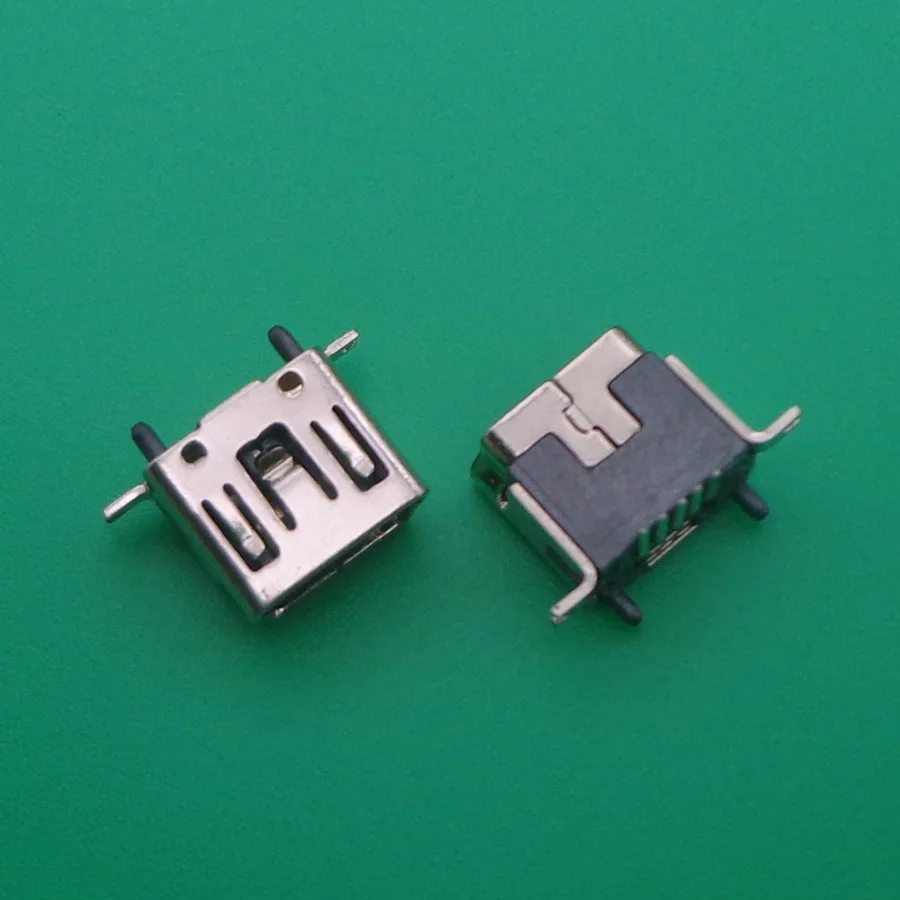 5ШТ Мини USB Тип B Женски 5-Пинов DIP Вертикално Краче ПХБ 180 градуса Конектор V3 Micro USB Кратък абзац 0