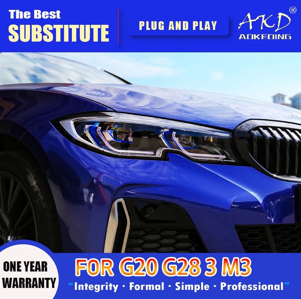 AKD Фар за BMW G20 G28 Led Светлини 2018-2021 Фарове G20 G28 3 M3 DRL Указател на Завоя Светлини Ангелски Очи Обектива на Проектора