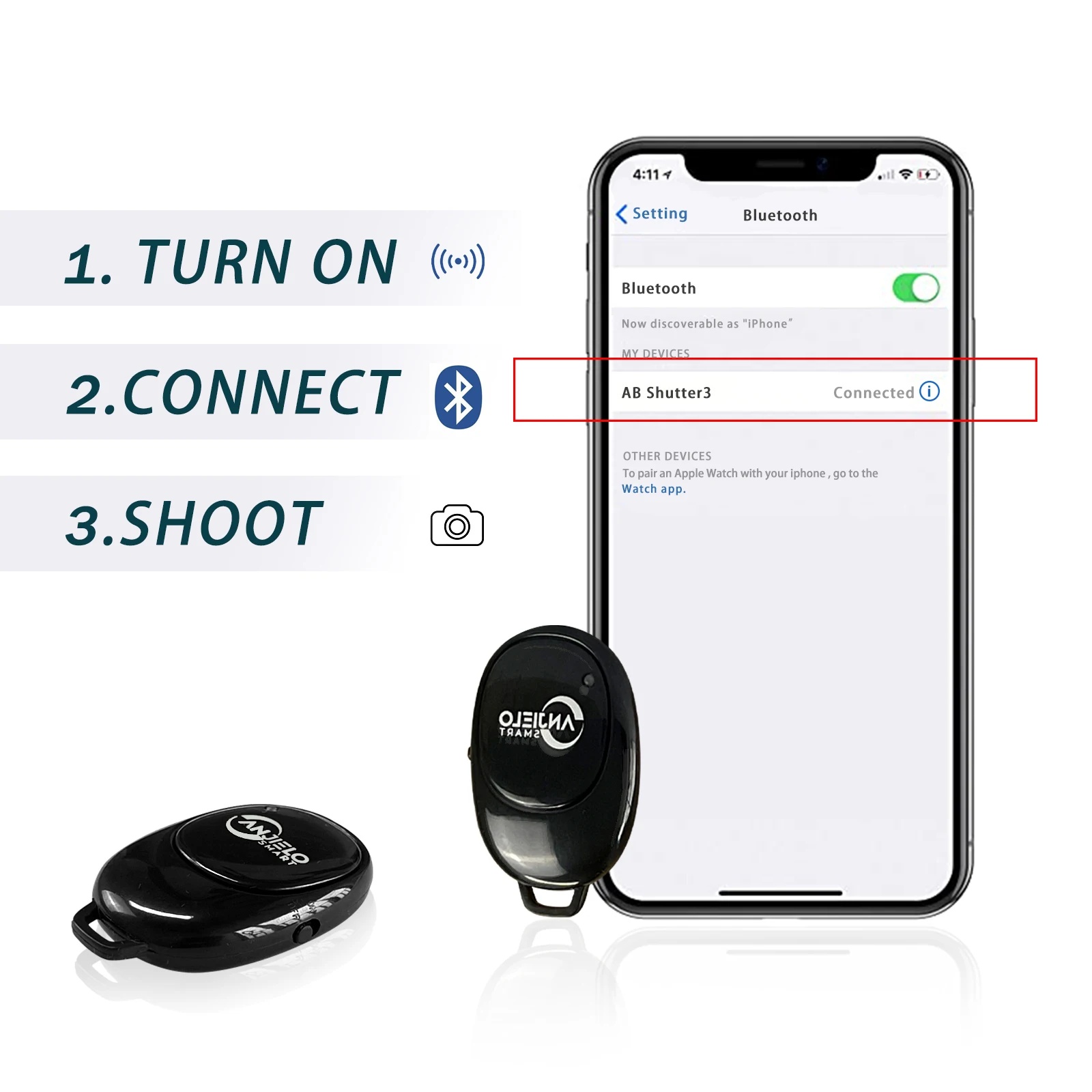 Anjielosmart Мини Bluetooth Дистанционно Управление Бутон Безжичен Контролер Телефон с Камера Спускане на Затвора Снимки за ios/Android 3