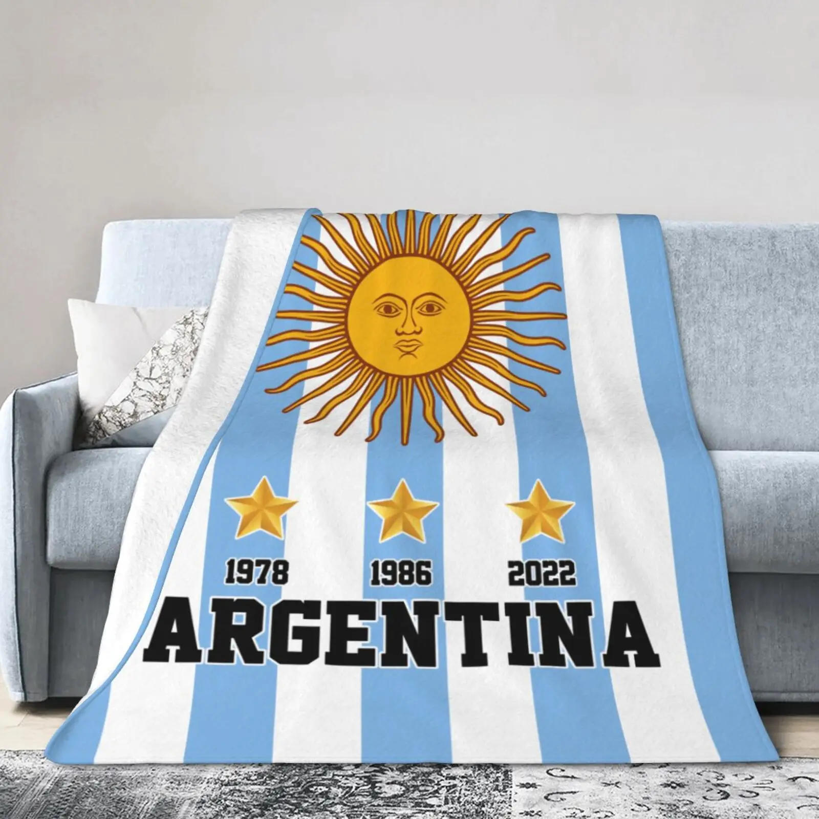 ARG 3 Звезди Флаг на Аржентина Аржентина шампиони Одеяло Многофункционален Калъф За Дивана Едно Чаршаф Хвърля Каре фланела руно