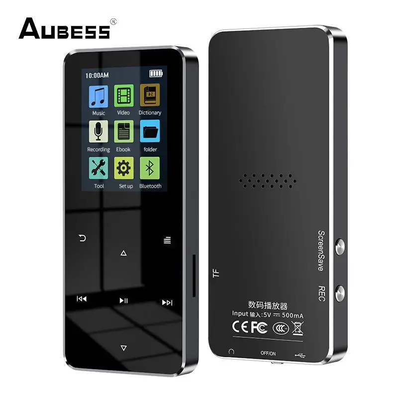 AUBESS 2022 Нов Bluetooth, Mp3 Плейър, Hi-Fi Метален Преносим Музикален Плеър с Fm радио, Запис на Вградения Високоговорител Докосване на Екрана