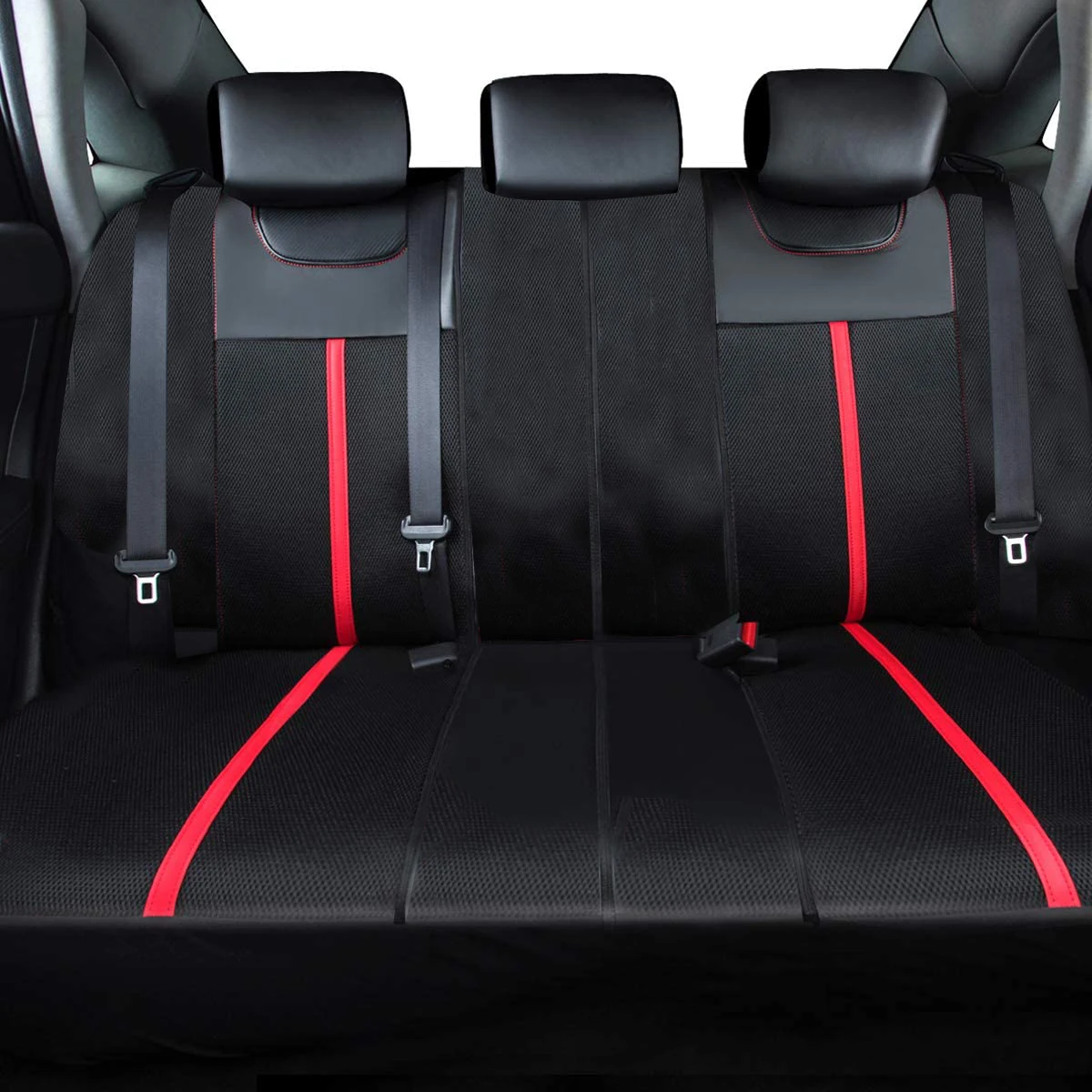 AUTO PLUS Спортен Универсален калъф за автомобилни седалки от въглеродни кожа с цип Подходяща за ванове, джипове, седани, камиони, Съвместими с въздушни възглавници 2
