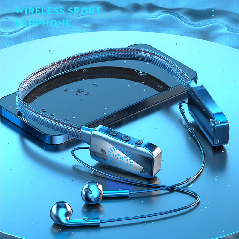 Bluetooth 5.2 Слушалки с Шейным Ръб Безжични Слушалки Магнитни Слушалки Водоустойчива Спортна Слушалки с Микрофон-Дълъг живот на Батерията 5