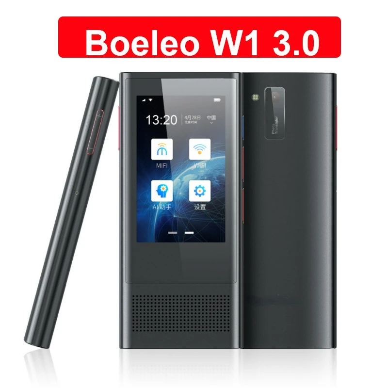 Boeleo W1 3,0 Гласов преводач с изкуствен интелект 117 езици 3,1 IPS Сензорен екран 4G СИМ-карта 8G Запис в паметта Преведени батерия 2080 mah