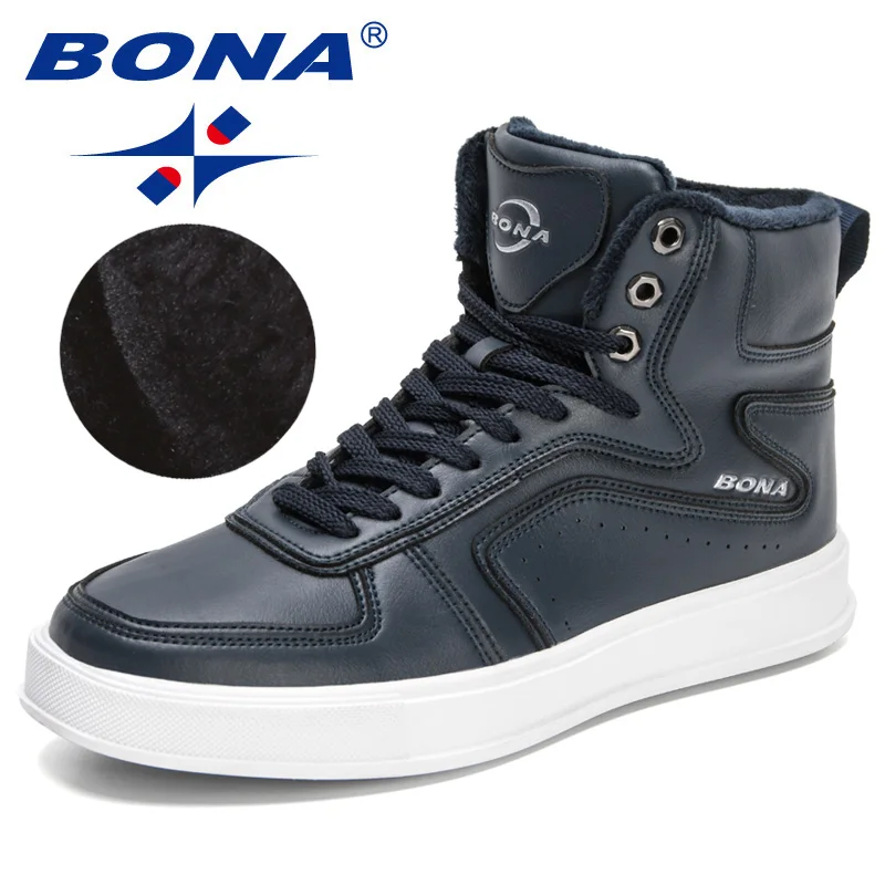 BONA/Новост 2023 г.; Дизайнерски зимни обувки на платформа-Мъжки Високи Плюшени Ботильоны; Удобни Нескользящие Топли зимни обувки; Mansculino 5