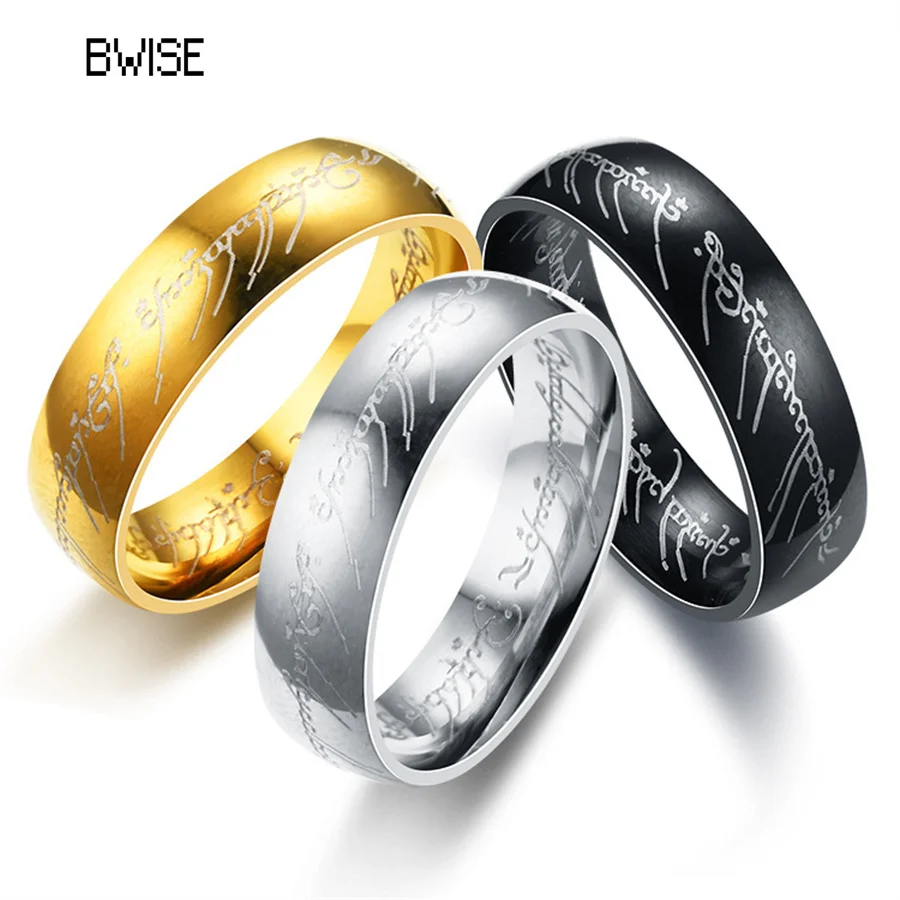 BWISE Миди от Неръждаема Стомана, Един Пръстен на Силата на 3D Резное Елегантен Годежен Пръстен на Влюбените на Жените и Мъжете Модни Бижута на Едро 0