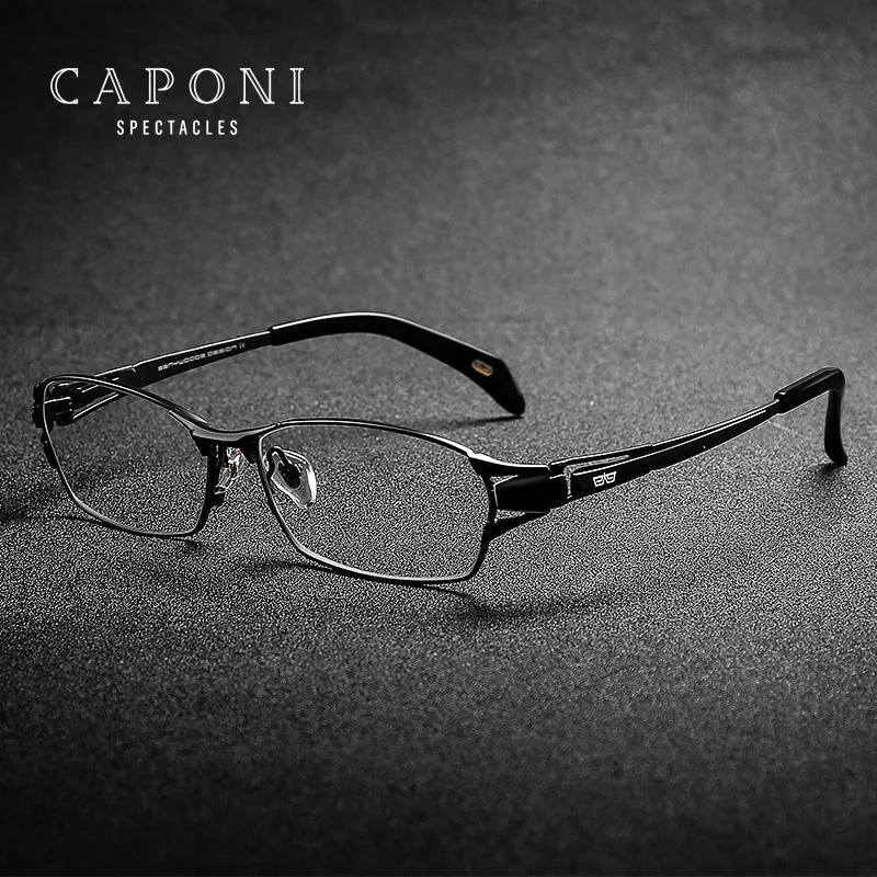 CAPONI Мъжки слънчеви Очила В Рамка От Чист Титан Квадратни Бизнес Очила Маркови Дизайнерски Анти Blue-Ray Компютърни Оптични Очила JF1190