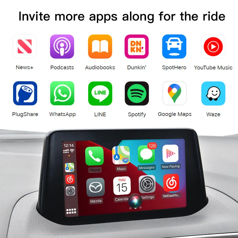 CARABC Apple Carplay Android Авто Подходящ за Mazda 2 3 6 CX3 CX5 CX9 MX5 Toyota TK78-66-9U0C OEM Адаптер Hub Модернизация 00008FZ34 2