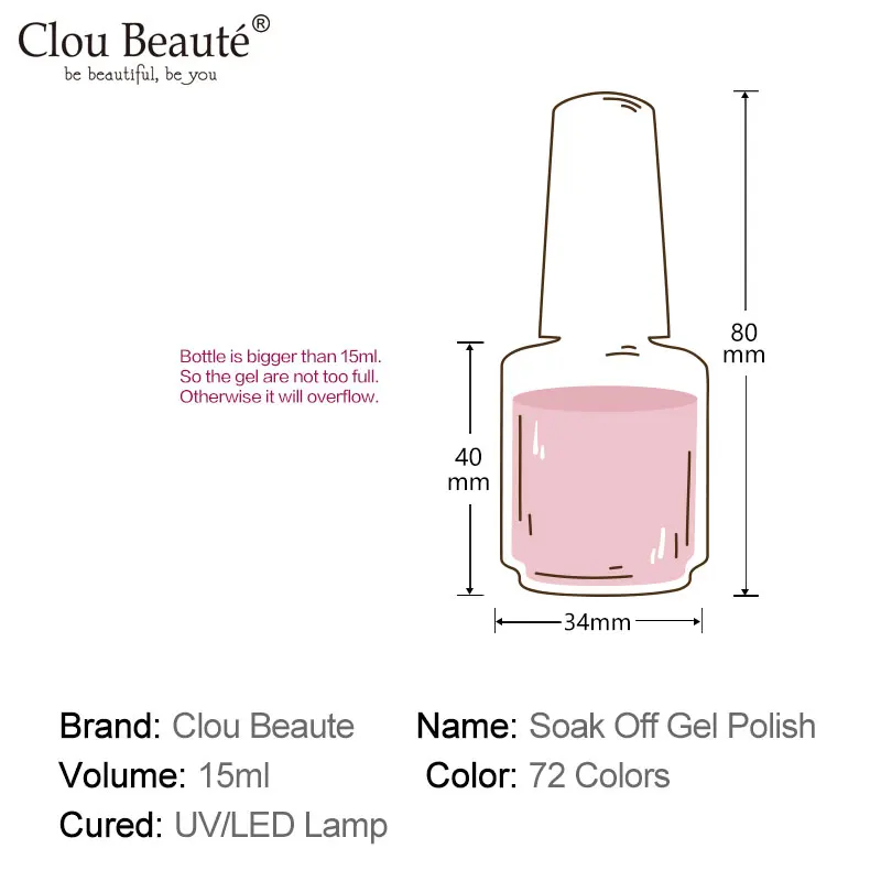 Clou Beaute 56 Цвята Гел-Лак За Нокти Бял Гел-Лак UV-Основа За Нокти и Топ Матиран Гел Отмачиваемый UV Лак и Гел-Боя Дизайн за Нокти 15 мл 5