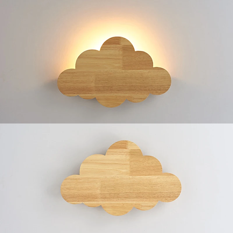 Creative Cloud Стенни осветителни Тела, Аплици за Момчета И Момичета, Детска Стая, Спалня, Детска Лампа, Скандинавски Модерен Led Начало Декор, Дървени Лампа 3