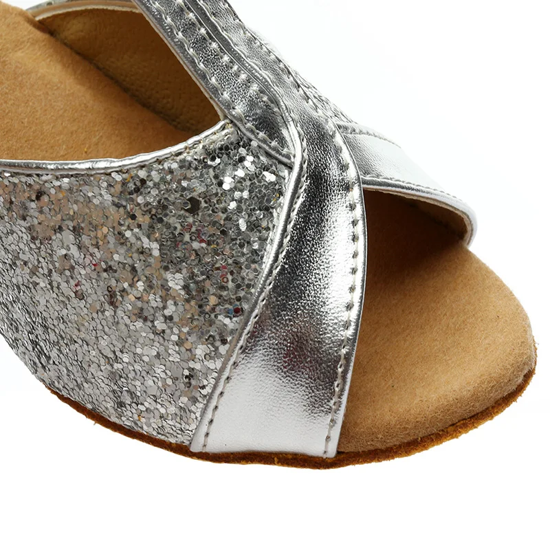 DIPLIP/ нови обувки за латино танци; дамски обувки за танци балната зала с мека подметка; обувки за салса и рибено устата с пайети на Висок ток 5