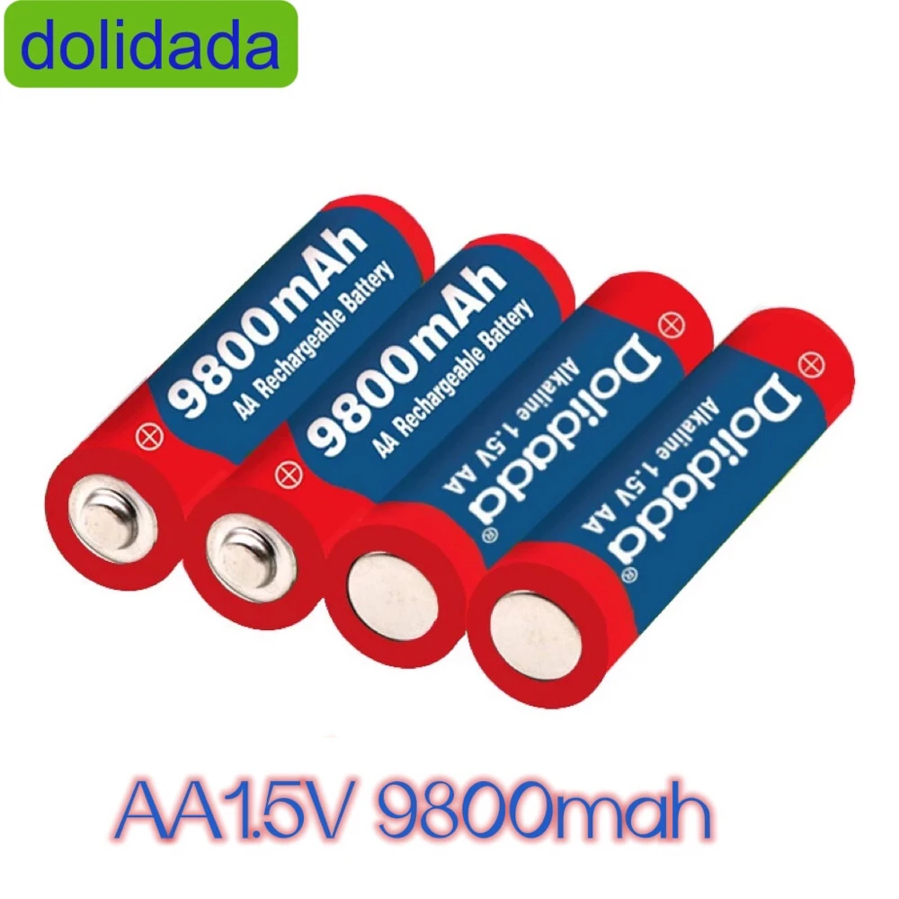 Dolidada 2021 Нова етикет 9800 mah акумулаторна батерия AA 1,5 V. Акумулаторна Нова Alcalinas drummey + 1 бр. на 4-элементное зарядно устройство