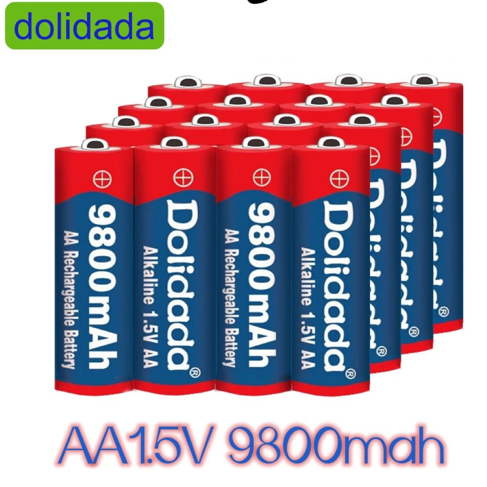 Dolidada 2021 Нова етикет 9800 mah акумулаторна батерия AA 1,5 V. Акумулаторна Нова Alcalinas drummey + 1 бр. на 4-элементное зарядно устройство 1