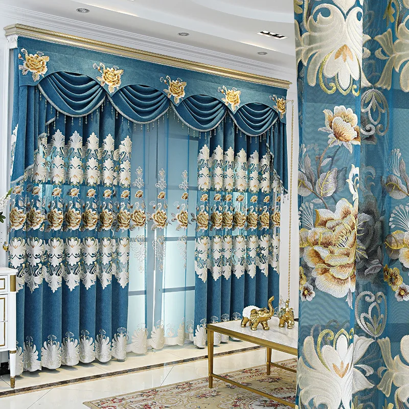 FYFUYOUFY Европейските луксозни бродирани завеси с високо нюанс за Всекидневната класически висококачествени завеси за Прозорците на Спалнята