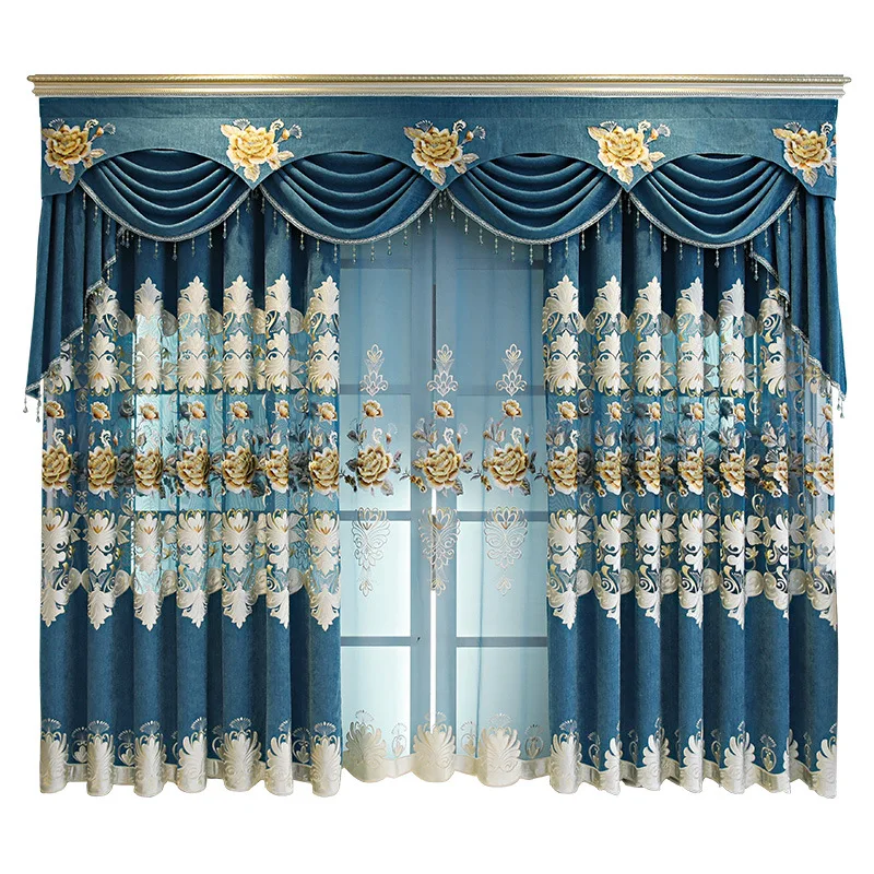 FYFUYOUFY Европейските луксозни бродирани завеси с високо нюанс за Всекидневната класически висококачествени завеси за Прозорците на Спалнята 5