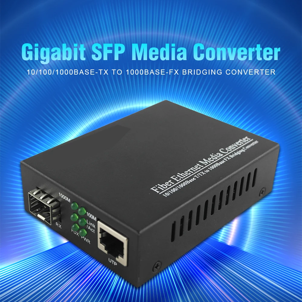 Gigabit SFP-fiber-Rj-45 Медиаконвертер 10/100/1000 м SFP Оптичен суич със SFP Модул, Съвместим със CISCO/Mikrotik/HUAWEI