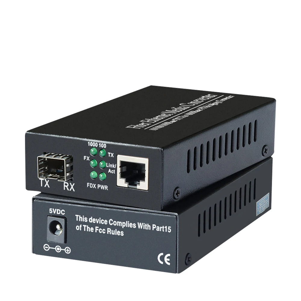 Gigabit SFP-fiber-Rj-45 Медиаконвертер 10/100/1000 м SFP Оптичен суич със SFP Модул, Съвместим със CISCO/Mikrotik/HUAWEI 1