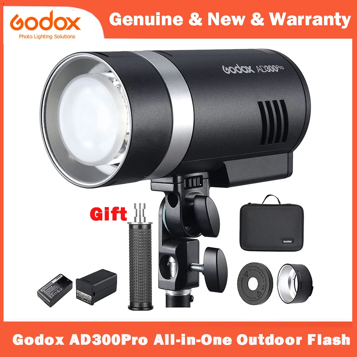 GODOX AD300 Pro Външна Светкавица Стробоскоп за Canon, Sony, Nikon, Fuji Olympus, Panasonic, литиево-йонна Батерия с капацитет 2600 mah за Фотография