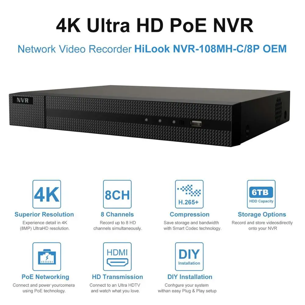 Hikvision OEM 8CH 4K NVR 4/6/8 бр 5-Мегапикселова Камера POE IP Система за Сигурност Комплект Аудио IP Камера За вътрешен/Външен за видеонаблюдение 3