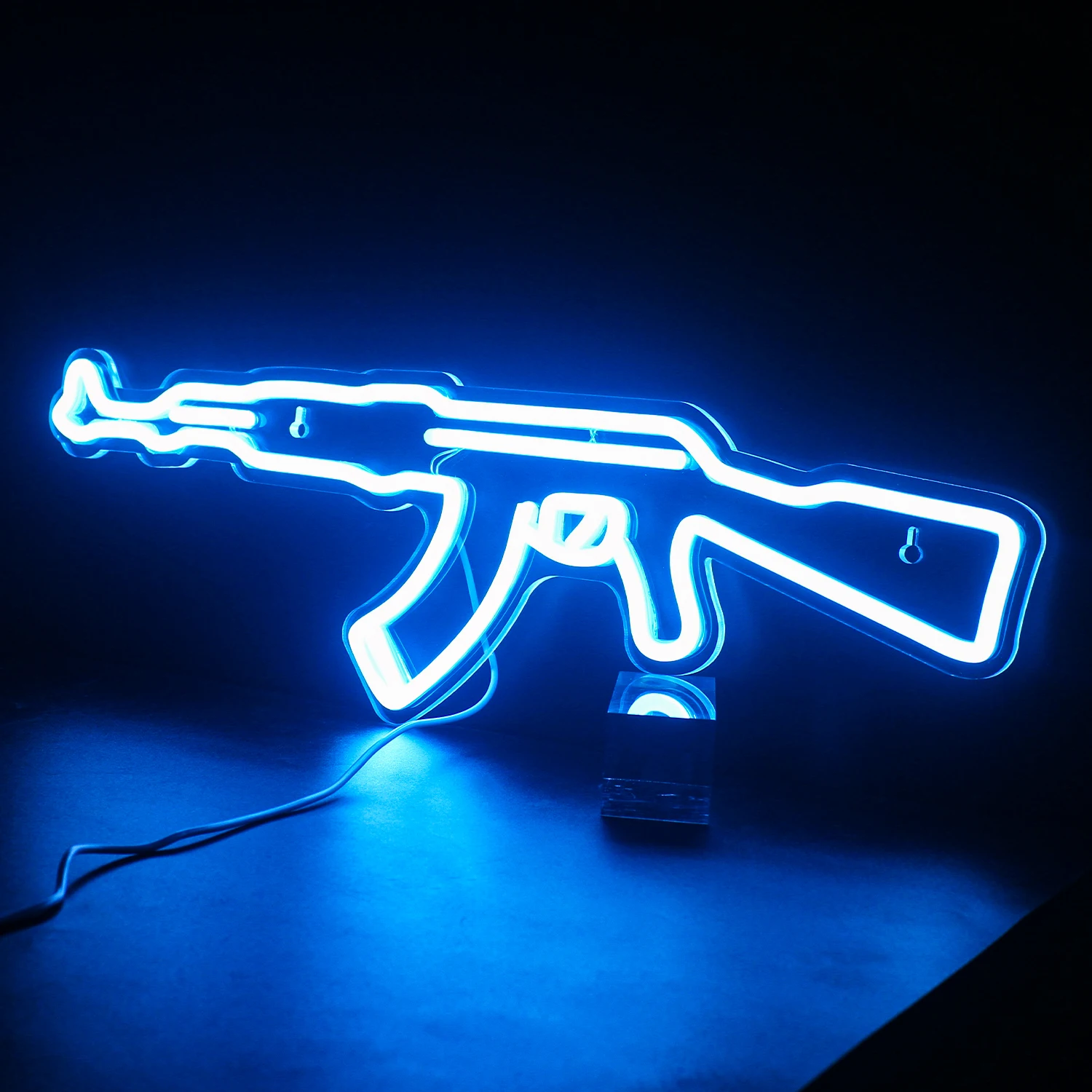 Ineonlife Неонова реклама Светещи Пистолет На Поръчка Led AK 47 Супер Готино Окачен лека нощ Зала за игри Магазин Вечерни Персонализирани монтаж на стена за Украса 1