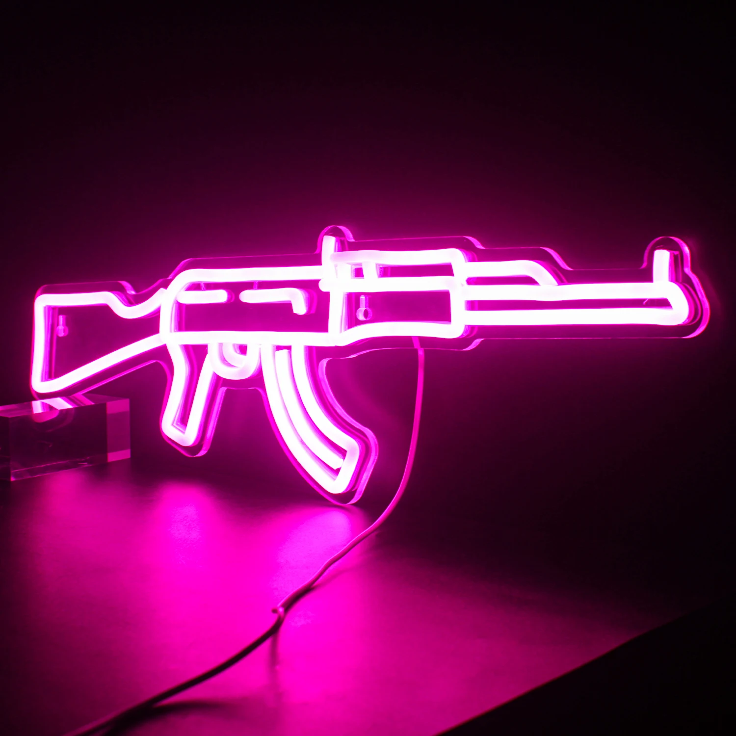 Ineonlife Неонова реклама Светещи Пистолет На Поръчка Led AK 47 Супер Готино Окачен лека нощ Зала за игри Магазин Вечерни Персонализирани монтаж на стена за Украса 5