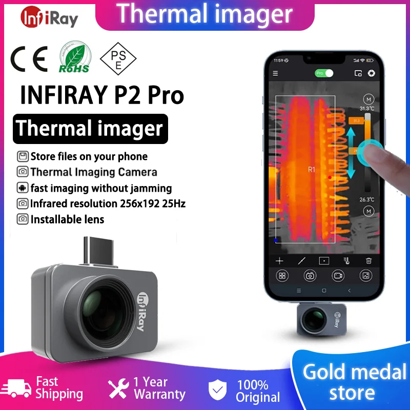 InfiRay P2 Pro Тепловизор За Телефон 256x192 25 Hz Печатна Платка Верига на Промишлен Тест за Подово Отопление Температурата на Тръбата Инфрачервена Камера