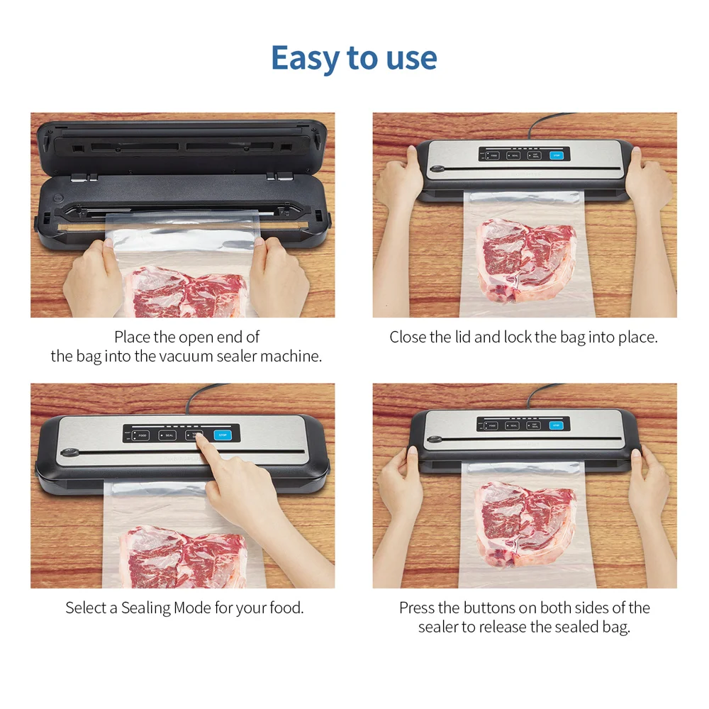 INKBIRD INK-VS01 Вакуум мерки и Теглилки Автоматична Машина За Запечатване на 5 пъти по-Дълго Запазва Режими на Сух и на Мокър печати Вграден Нож 5