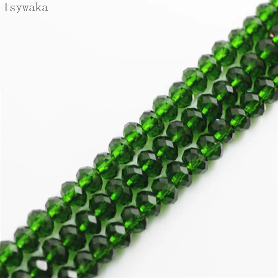 Isywaka Тъмно-Зелен Цвят 6*8 мм 65 бр Rondelle Австрия фасетиран Кристал Стъклени Топчета Свободна Втулка Кръгли Топчета за Бижута