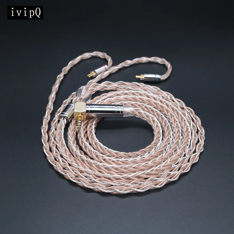 ivipQ-76 Слушалки от сребро и мед фолио, обновен кабел MMCX / 0,78 мм 2Pin QDC 3,5 / 2,5 мм / 4,4 мм Баланс проводници за слушалки 0