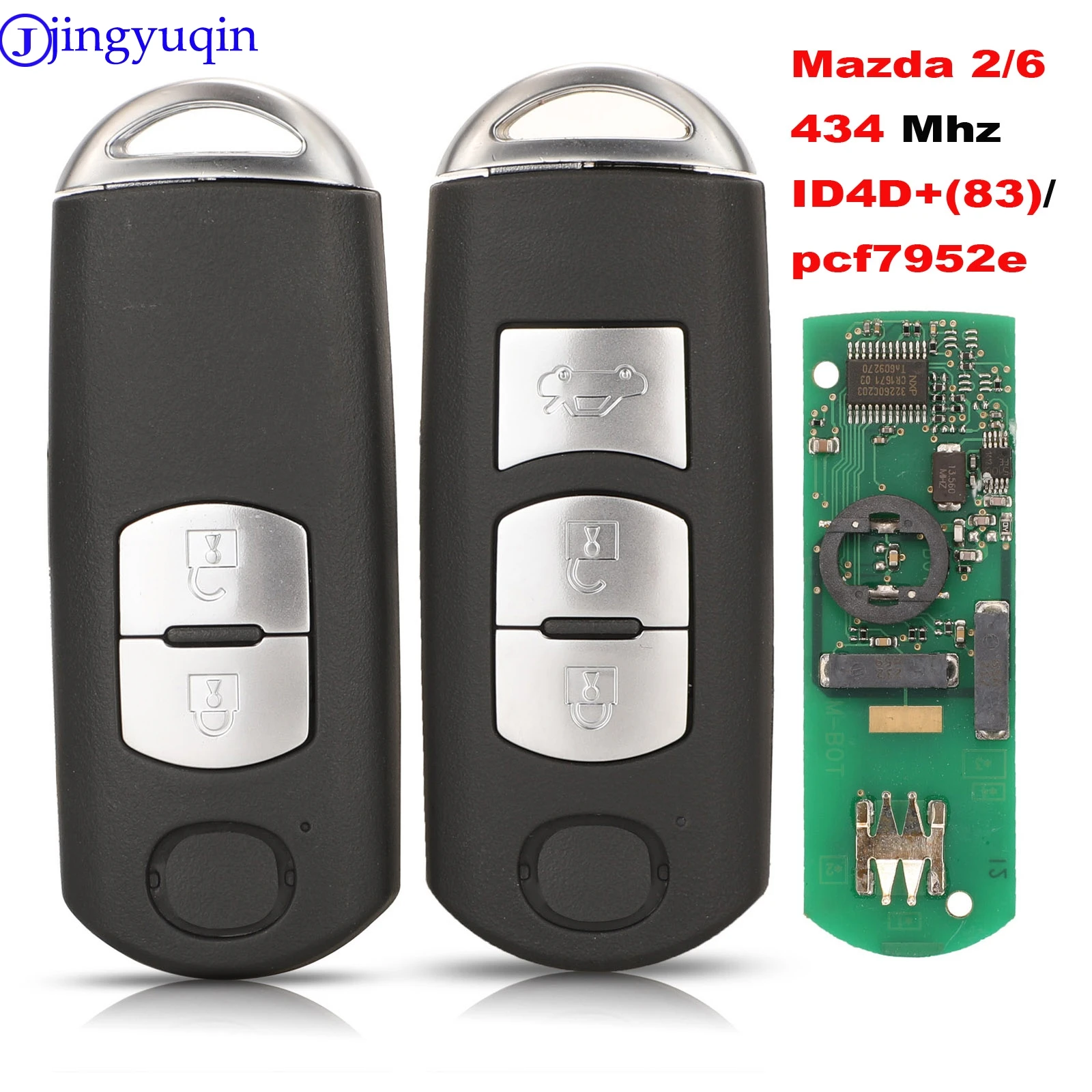 jingyuqin 2/3 от Бутона 433 Mhz Дистанционно автомобилен ключ ID46/PCF7952/ID4D+(83) ЧИП За Mazda 2 6 Smart Key Case Control 0