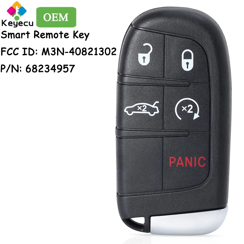 KEYECU OEM Smart Prox Дистанционно автомобилен ключ и без ключ с 5 Бутона за Dodge Charger Challenger SRT Fob FCC ID: M3N-40821302