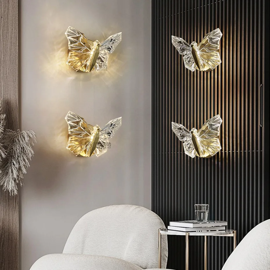 LED монтиран на стената лампа в Скандинавски стил Ins, Модерен Минималистичен Led монтиран на стената лампа с Пеперуда, Стенни осветителни Тела За Хол, Спалня, Нощно Шкафче С Пеперуда, Декор AC85-265V 2